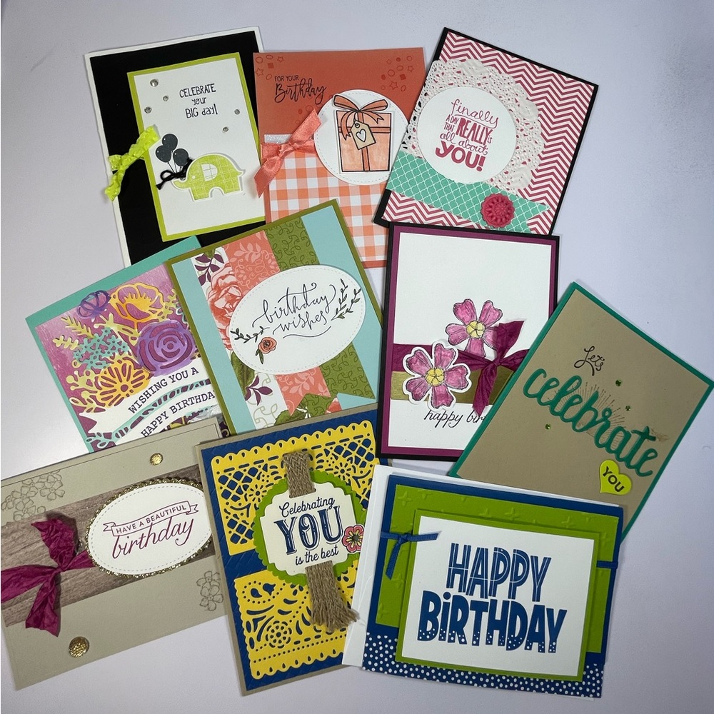10 Handmade Birthday/ Celebration Greeting Stampin Up! Cards! NEW